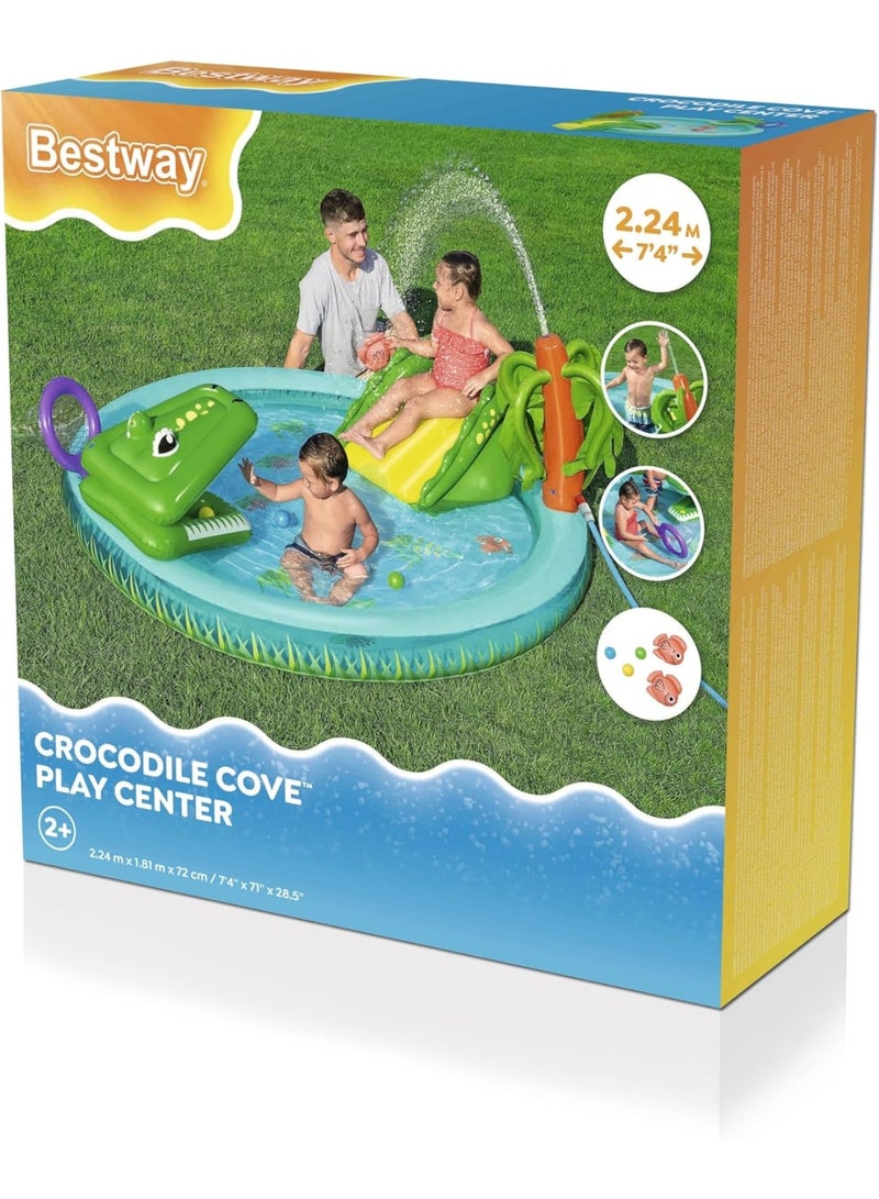 Bestway Playcentre Crocodile Cove 224X181X72cm, Outdoor & Indoor Relaxation & Play, Crocodile-themed Design, Slide With Soft Landing Pad, Easy-to-use - Image 3